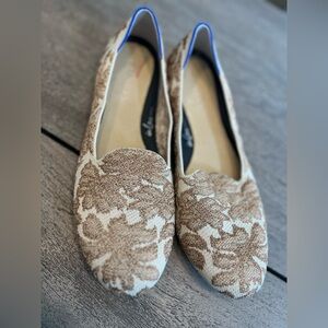 ROTHYS The Lounge Loafer Women 11 Gold  Chantilly Metallic Jacquard Slip On Flat